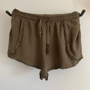 Army green flowy shorts